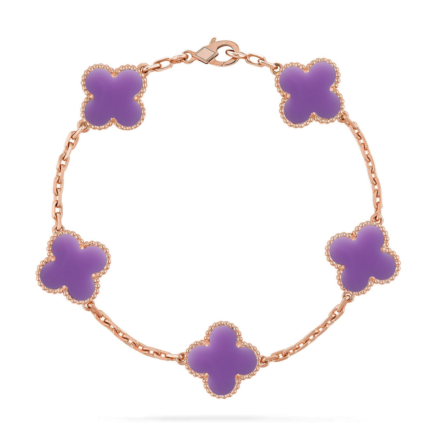 [Raffine]CLOVER 5 MOTIF BRACELET COLLECTION باللون الأرجواني الفاتح