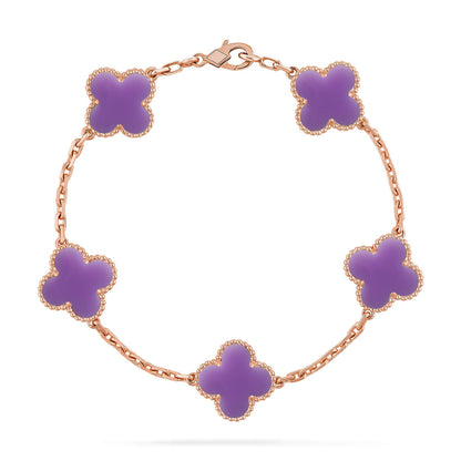 [Raffine]CLOVER 5 MOTIF BRACELET COLLECTION باللون الأرجواني الفاتح