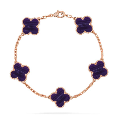 [Raffine]CLOVER 5 MOTIF PURPLE STRIPES BRACELET COLLECTION