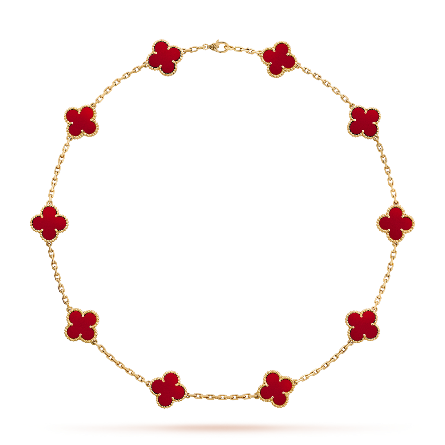 [Raffine] COLLAR DE CORNALINA CON 10 MOTIVOS DE TRÉBOL