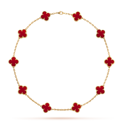 [Raffine] COLLAR DE CORNALINA CON 10 MOTIVOS DE TRÉBOL