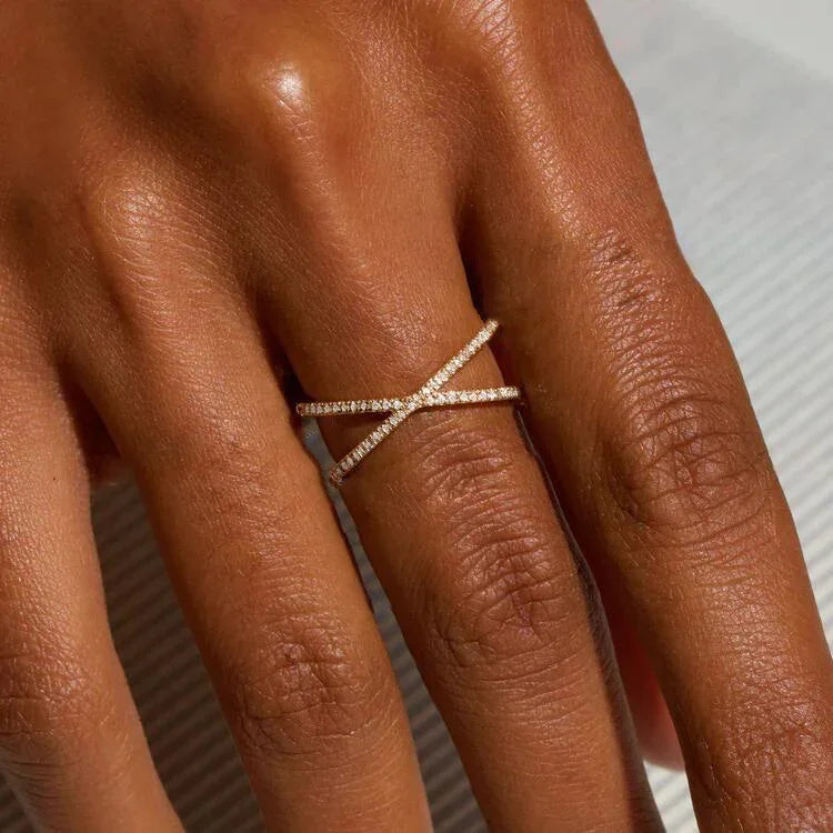 [Raffine]Nia Gold Diamond Cross Ring