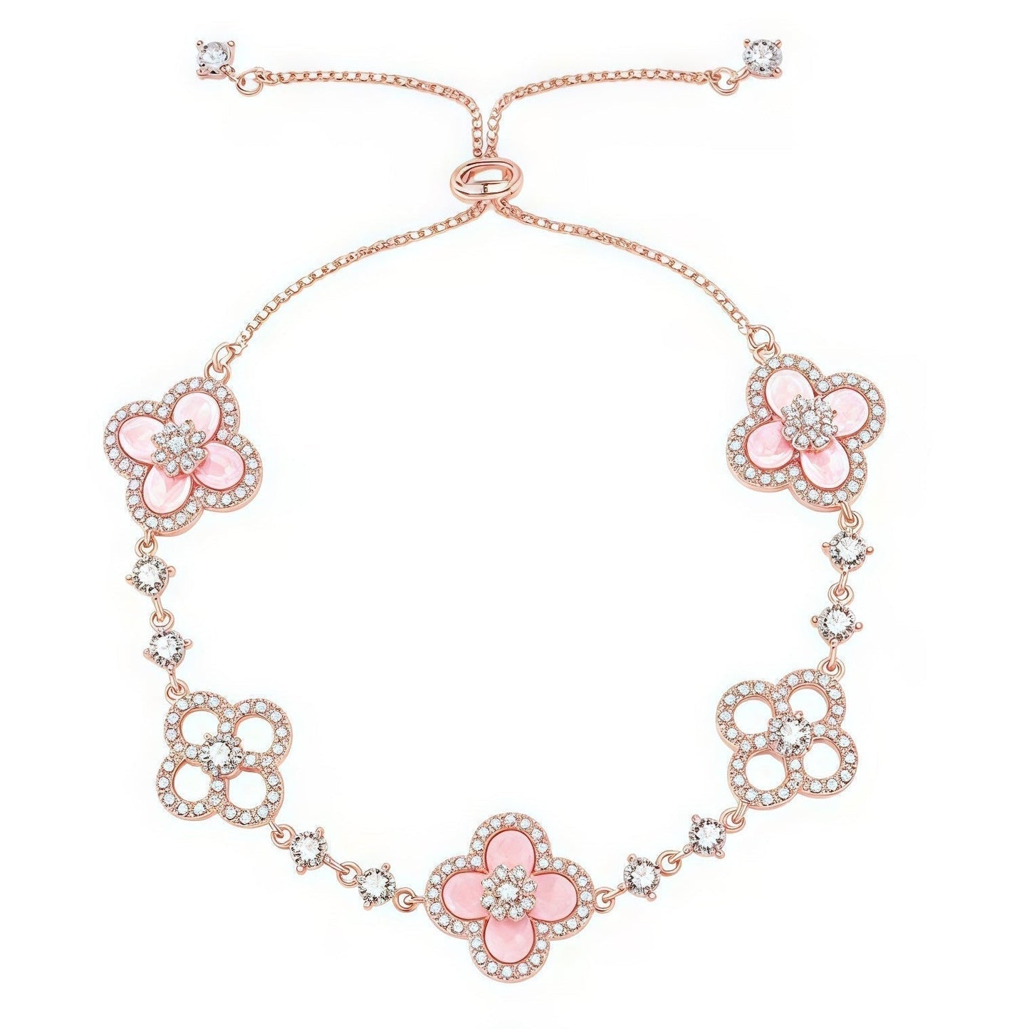 [Raffine]CLOVER 5 MOTIF PINK BLUE RED WHITE BRACELET