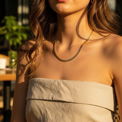 [Raffine]Elysian Gold Herringbone Necklace
