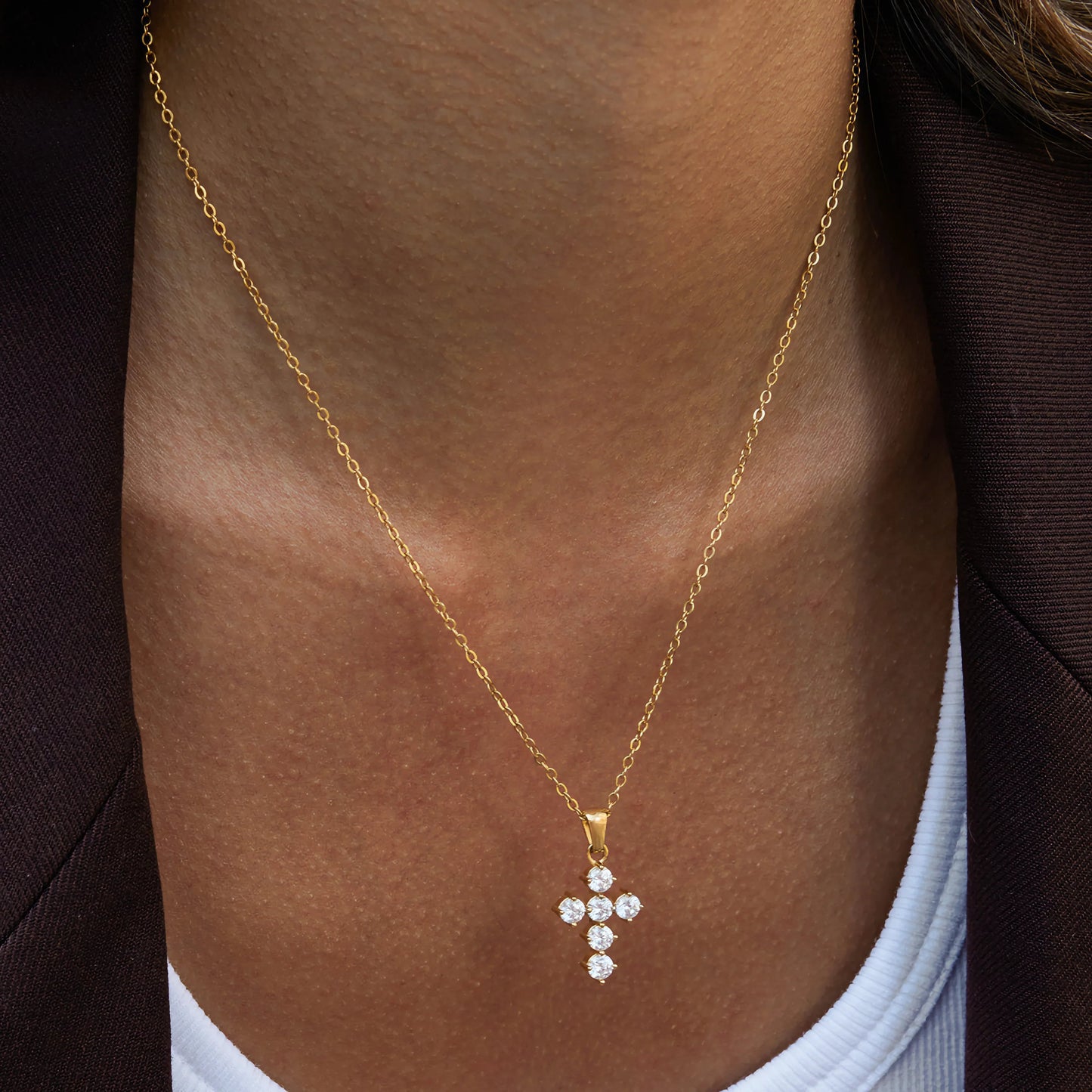 [Raffine]Wynter Diamond Cross Necklace
