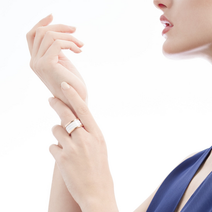 [Raffine]ZERO 1 FOUR-BAND LOOPS AND WHITE CERAMIC SPIRAL PINK GOLD RING