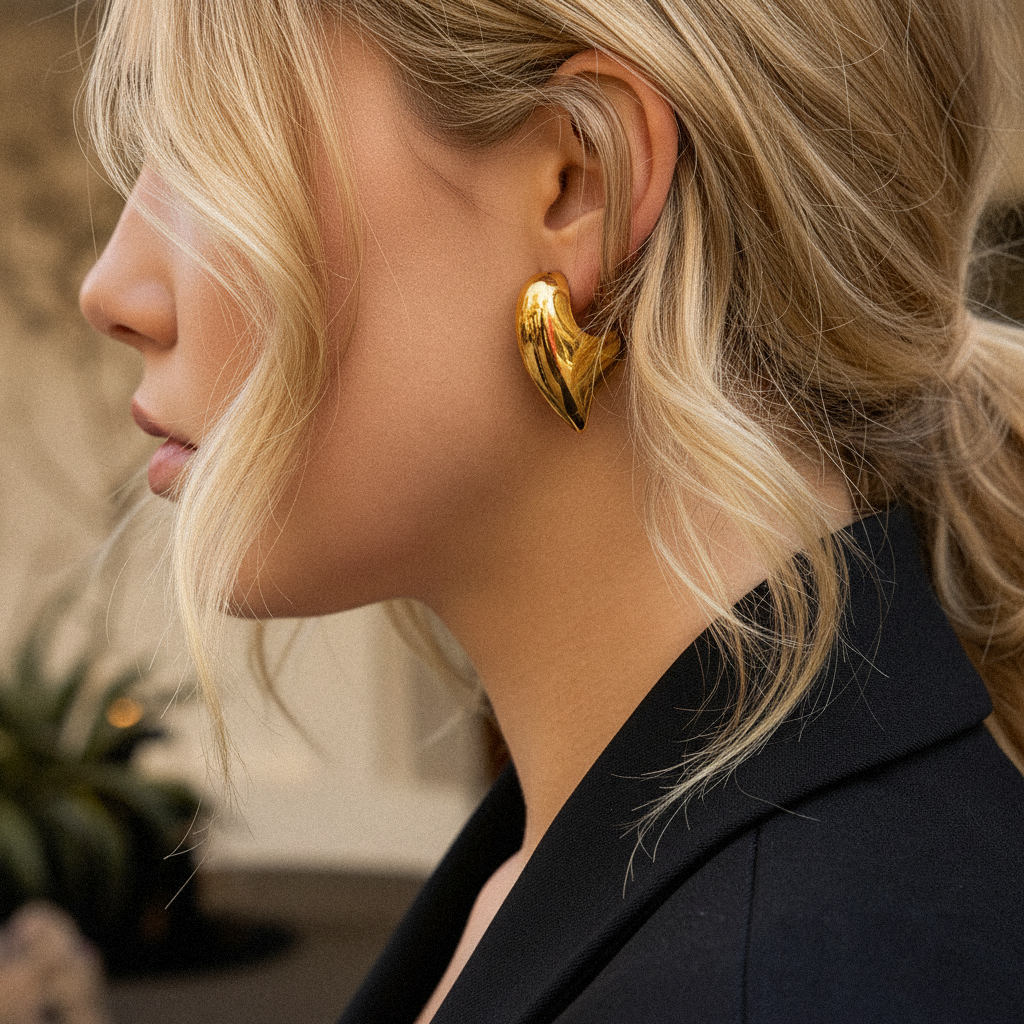 [Raffine]Aimee Chunky Heart Gold Earrings