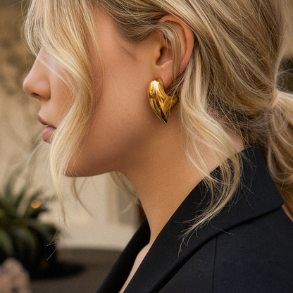 [Raffine]Aimee Chunky Heart Gold Earrings