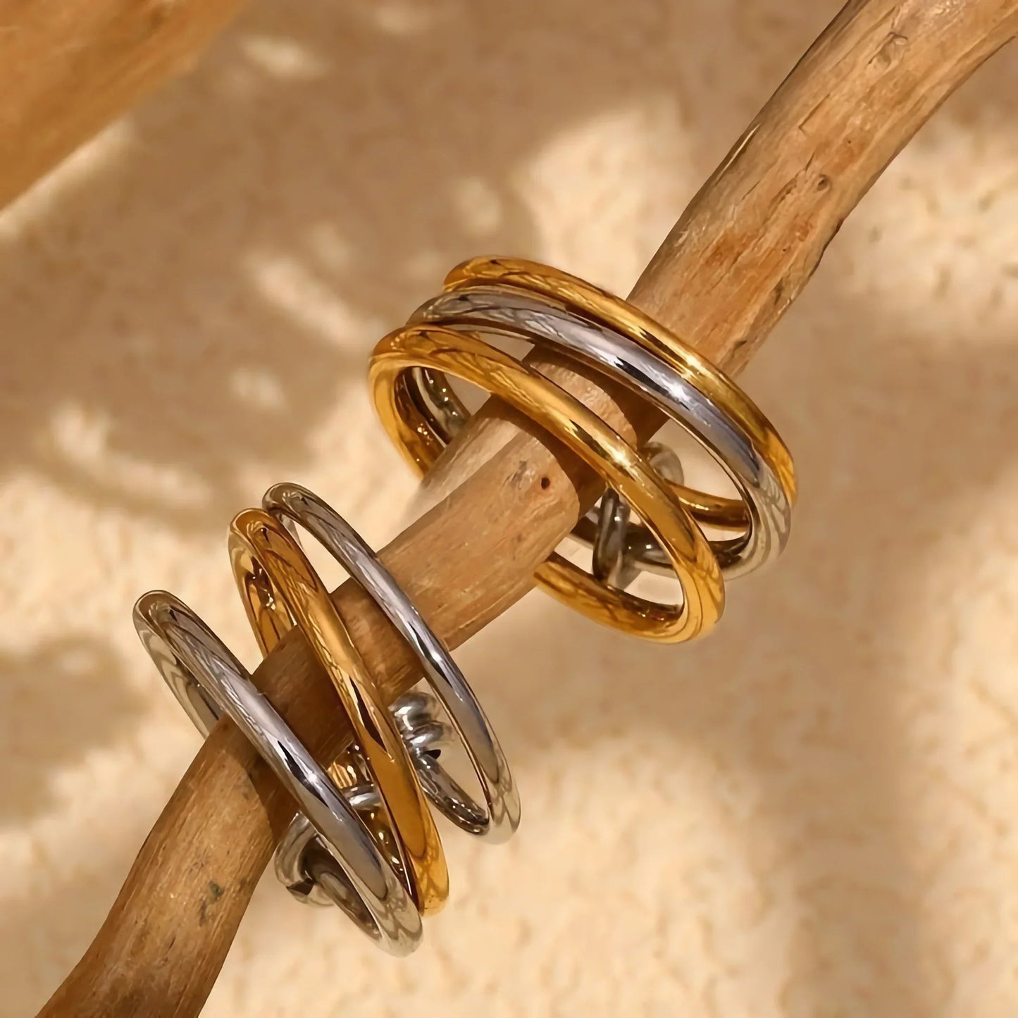 [Raffine]Gabriela Two-Tone Ring Stack