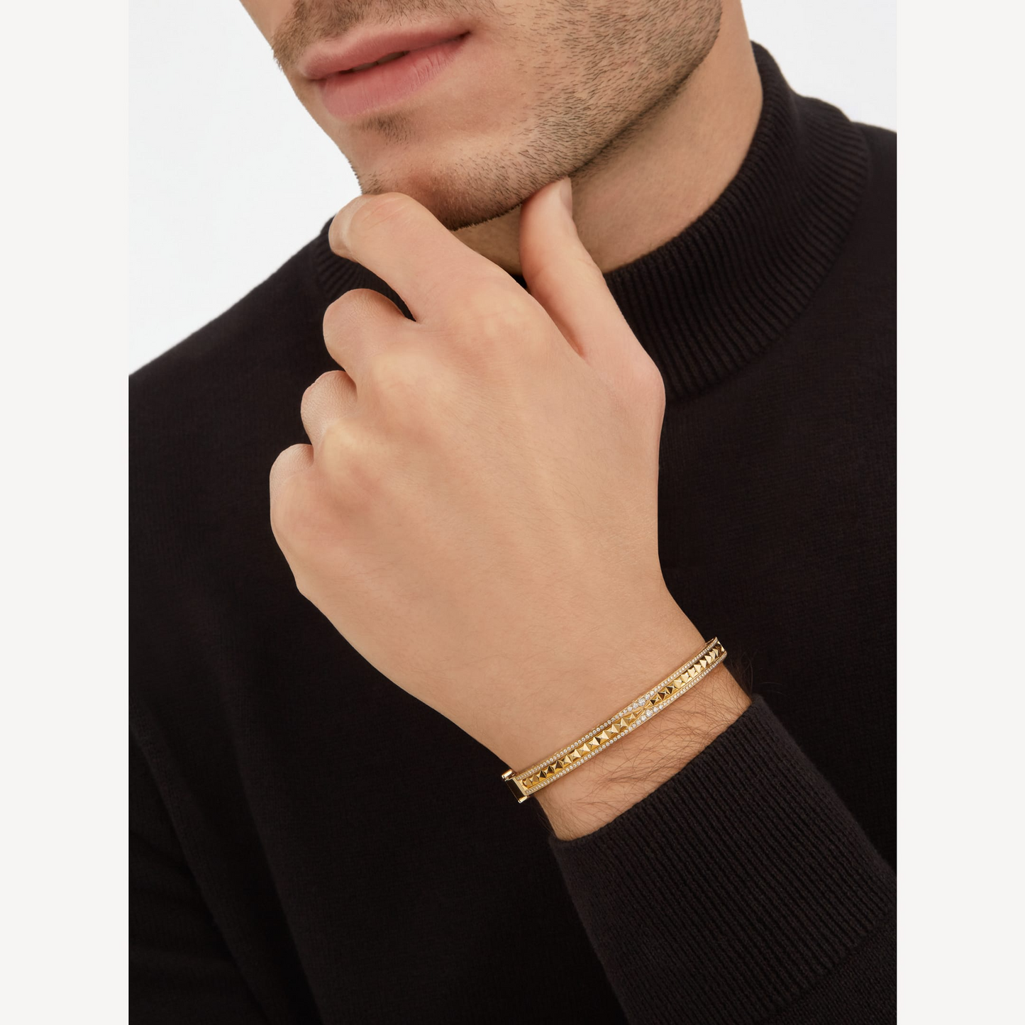 [Raffine]ZERO 1 SPIRAL AND PAVED DIAMOND GOLD BRACELET