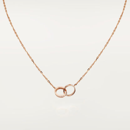 [Raffine]LOVE DOUBLE RING HALF DIAMOND NECKLACE