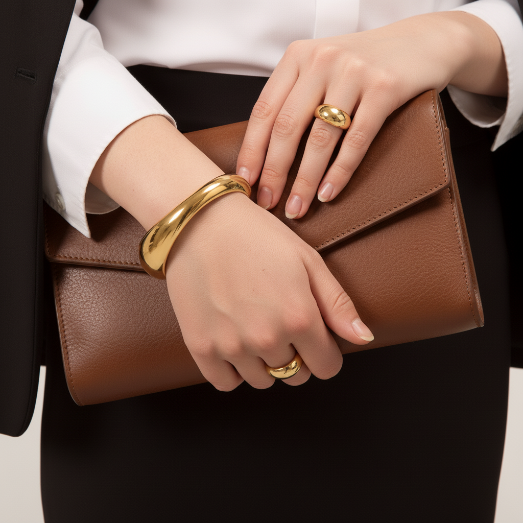 [Raffine]Jessa Sculpted Gold Bangle