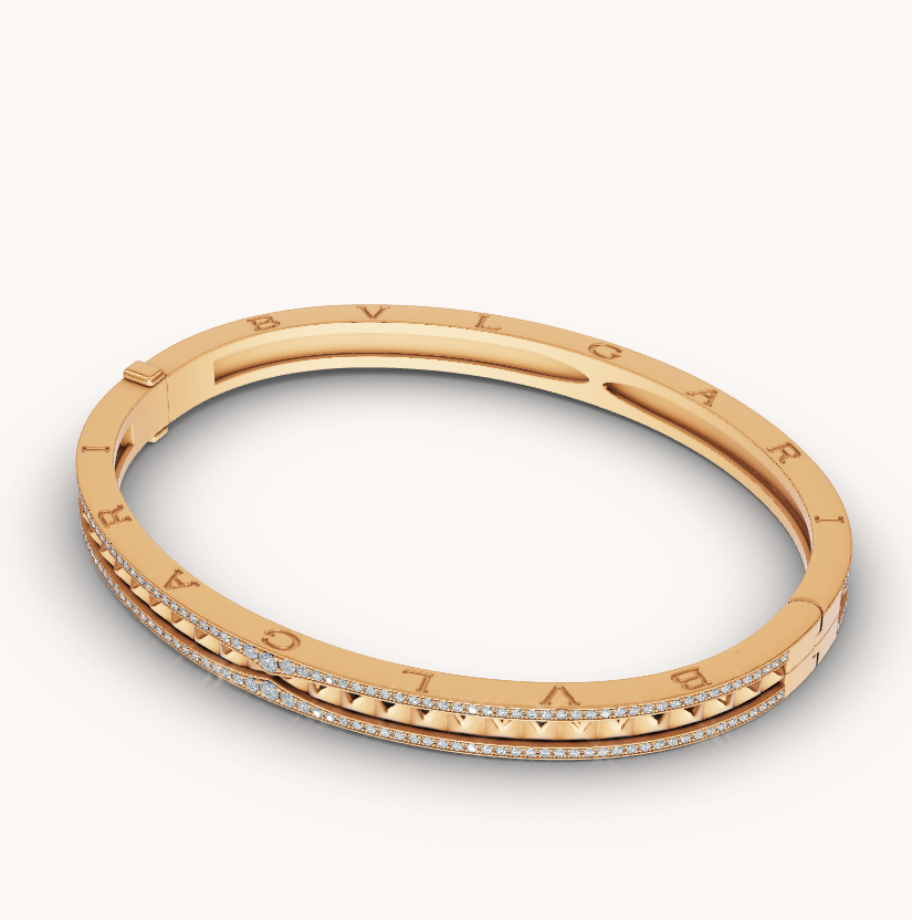 [Raffine]ZERO 1 SPIRAL AND PAVED DIAMOND GOLD BRACELET