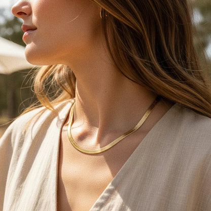 [Raffine]Elysian Gold Herringbone Necklace