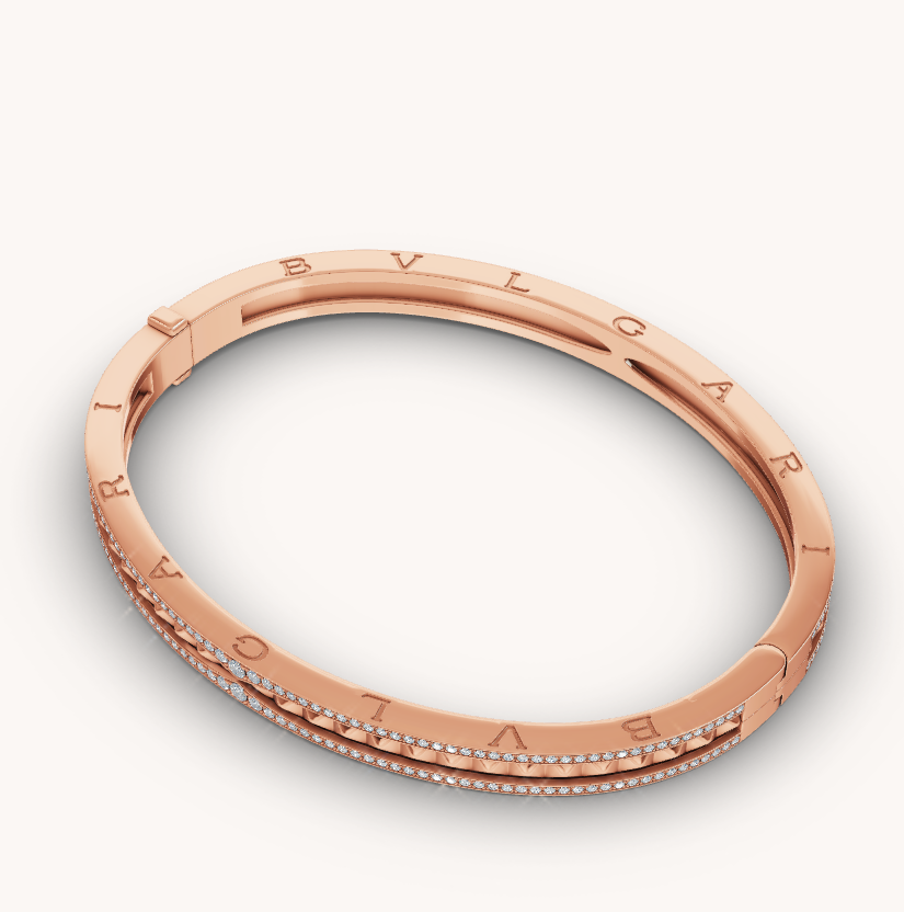 [Raffine]ZERO 1 SPIRAL AND PAVED DIAMOND PINK GOLD BRACELET