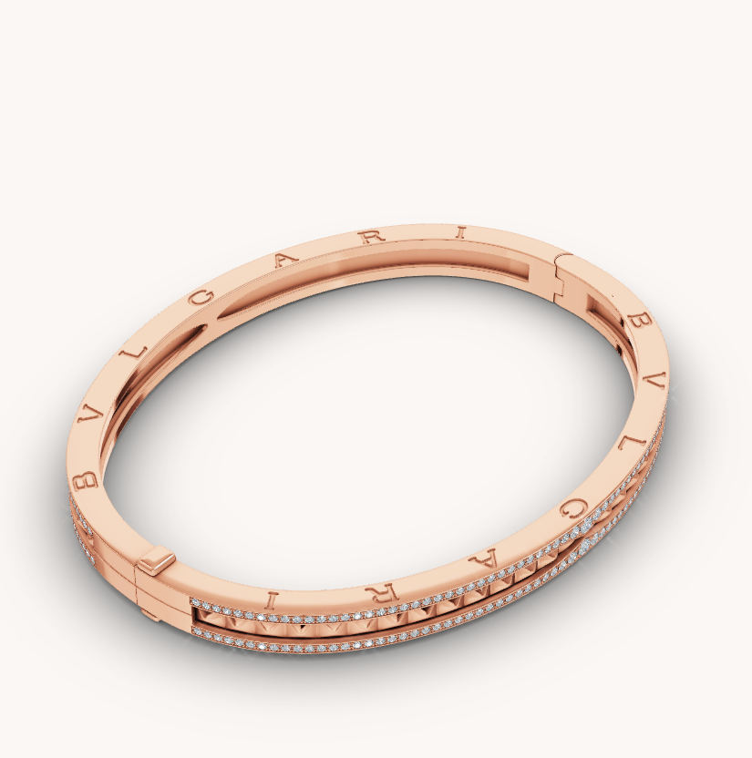 [Raffine]ZERO 1 SPIRAL AND PAVED DIAMOND PINK GOLD BRACELET