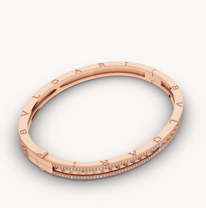 [Raffine]ZERO 1 SPIRAL AND PAVED DIAMOND PINK GOLD BRACELET