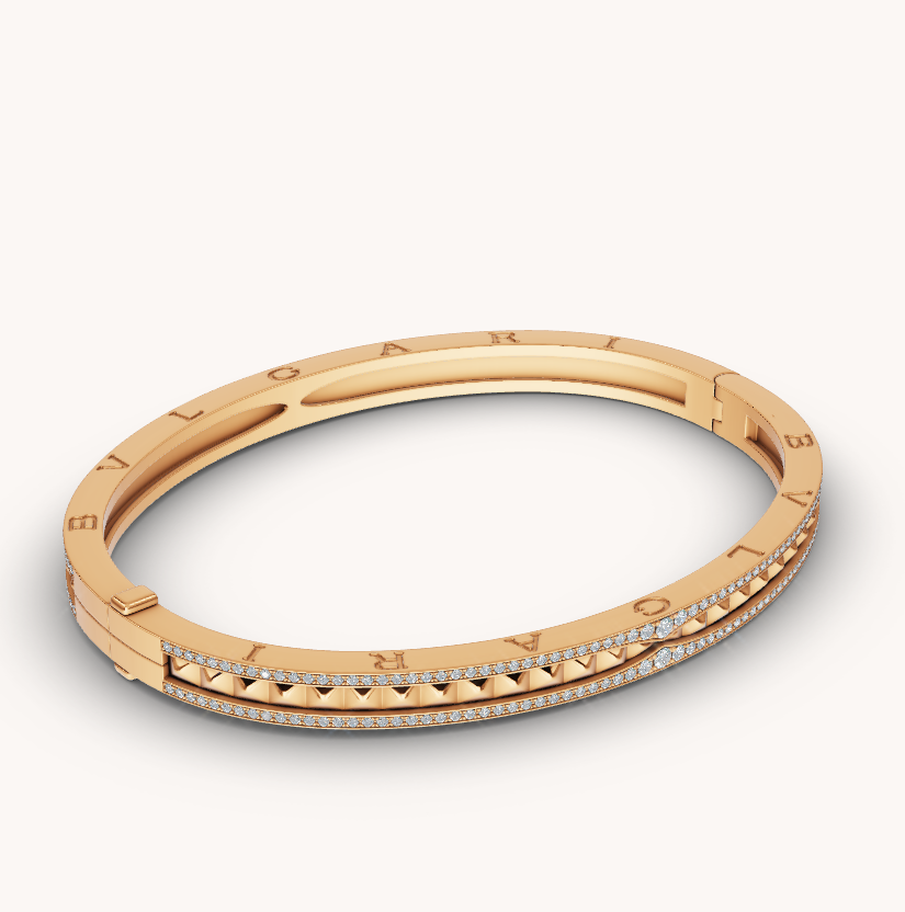[Raffine]ZERO 1 SPIRAL AND PAVED DIAMOND GOLD BRACELET