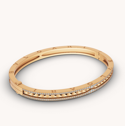 [Raffine]ZERO 1 SPIRAL AND PAVED DIAMOND GOLD BRACELET