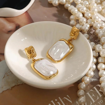 [Raffine]Brittany Freshwater Pearl Slate Earrings