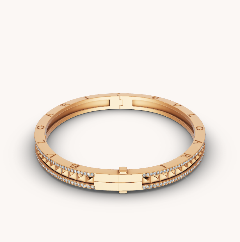 [Raffine]ZERO 1 SPIRAL AND PAVED DIAMOND GOLD BRACELET