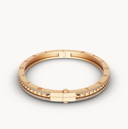 [Raffine]ZERO 1 SPIRAL AND PAVED DIAMOND GOLD BRACELET