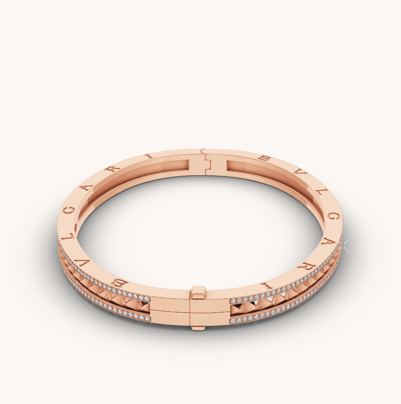 [Raffine]ZERO 1 SPIRAL AND PAVED DIAMOND PINK GOLD BRACELET