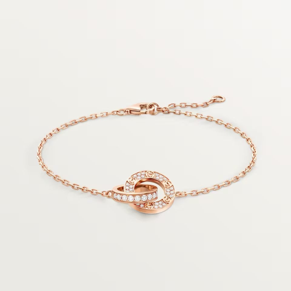 [Raffine]LOVE DOUBLE RING FULL DIAMOND BRACELET