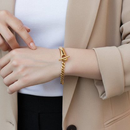 [Raffine]Myrna Chained Gold Bangle