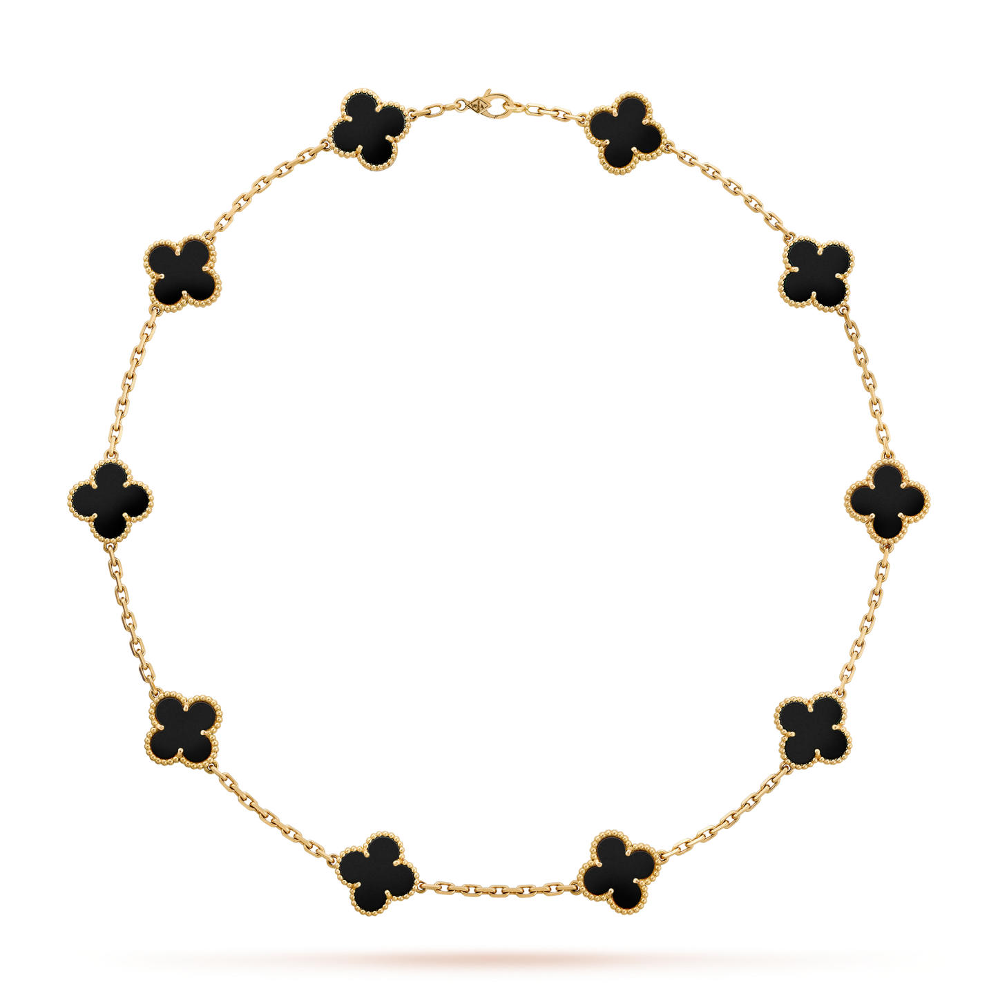 [Raffine] COLLAR DE ÓNIX CON 10 MOTIVOS DE TRÉBOL