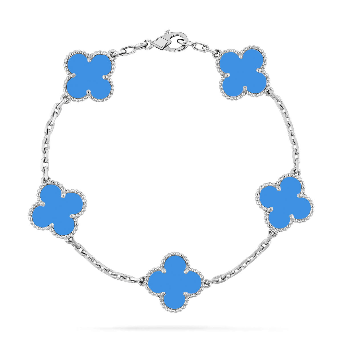 [Raffine] CLOVER 5 MOTIV BLAUER ACHAT ARMBAND KOLLEKTION