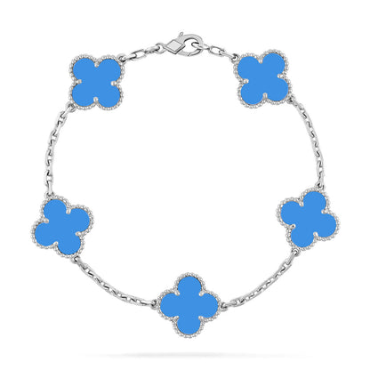 [Raffine] CLOVER 5 MOTIV BLAUER ACHAT ARMBAND KOLLEKTION