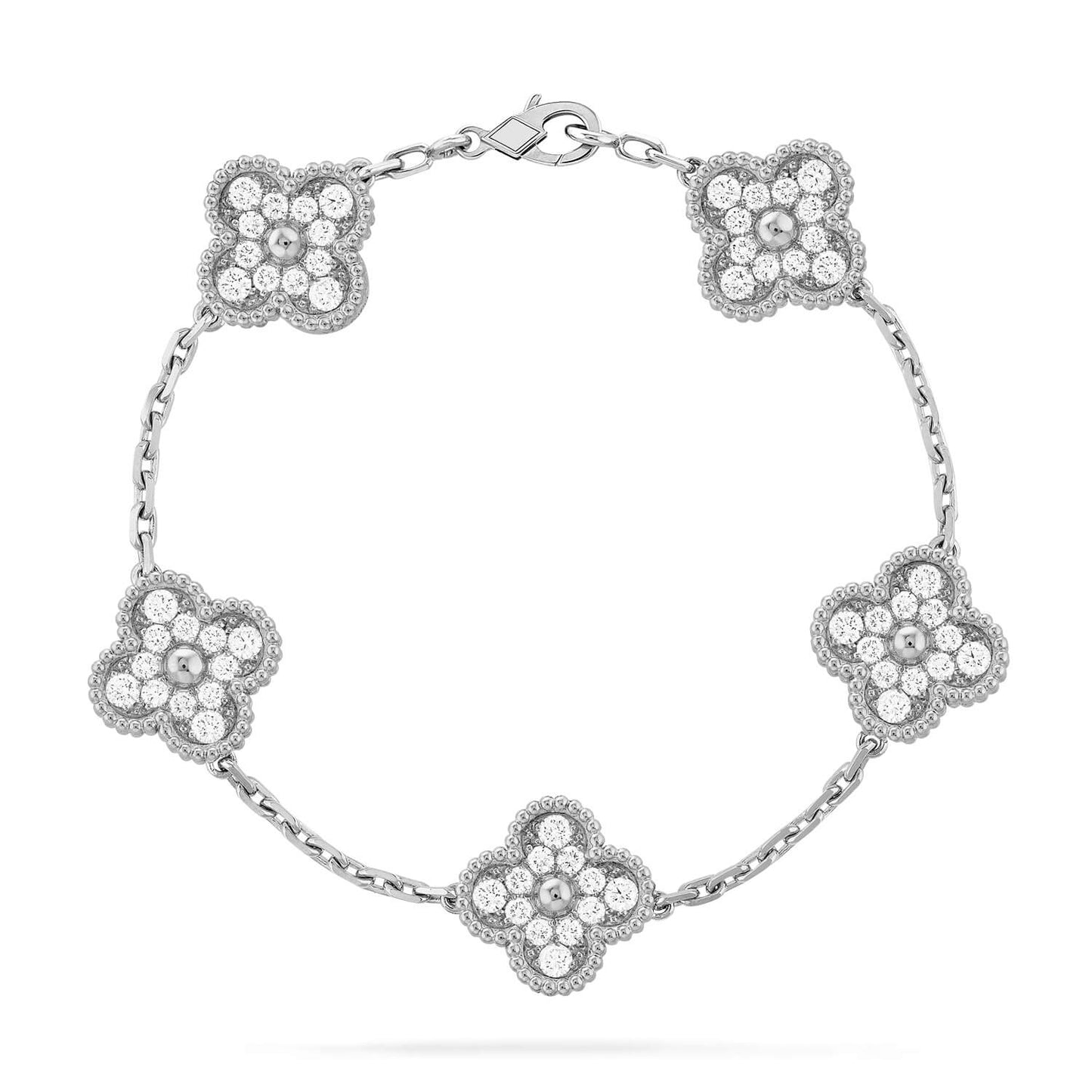 [Raffine] مجموعة سوار CLOVER 5 MOTIF المرصعة بالكامل بالألماس