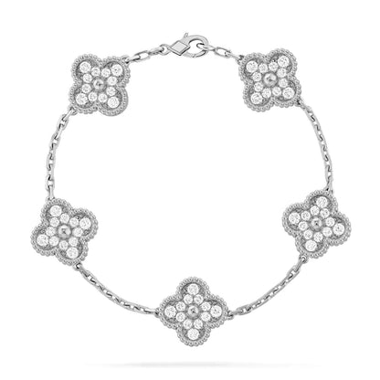 [Raffine] مجموعة سوار CLOVER 5 MOTIF المرصعة بالكامل بالألماس
