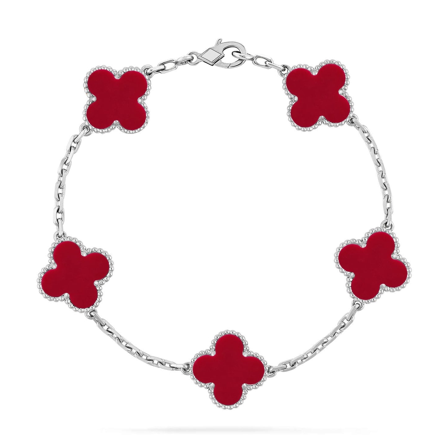 [Raffine] CLOVER 5 MOTIV ROTER KORNELIAN-ARMBAND KOLLEKTION