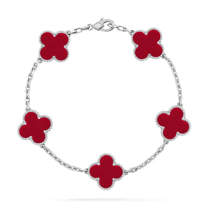 [Raffine] CLOVER 5 MOTIV ROTER KORNELIAN-ARMBAND KOLLEKTION