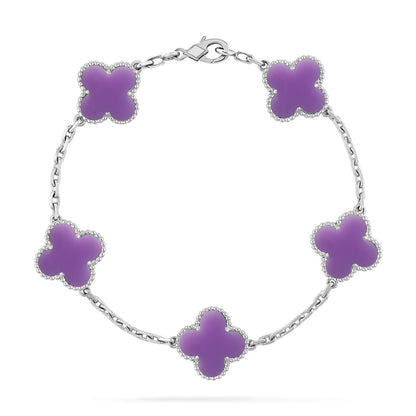 [Raffine]CLOVER 5 MOTIF BRACELET COLLECTION باللون الأرجواني الفاتح