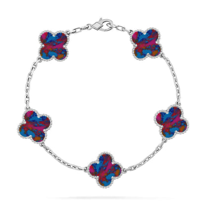 [Raffine] مجموعة سوار CLOVER 5 MOTIF COLOR GEMSTONES