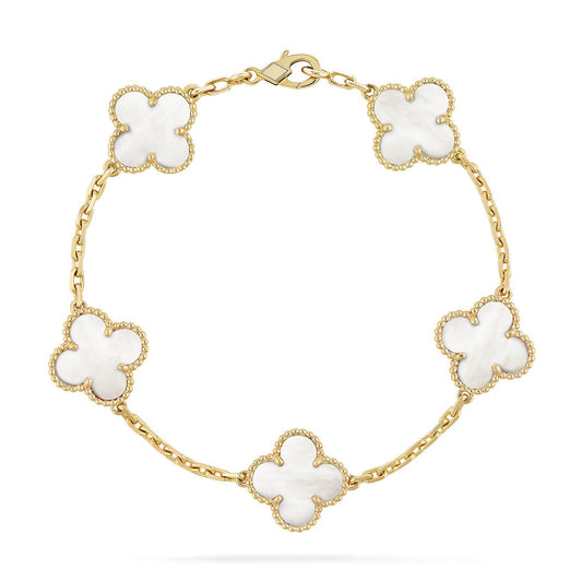 [Raffine]CLOVER WHITE PEARL MOP 5 MOTIF BRACELET COLLECTION