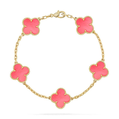 [Raffine] CLOVER 5 MOTIFS ROSA PERLMUTT ARMBAND KOLLEKTION