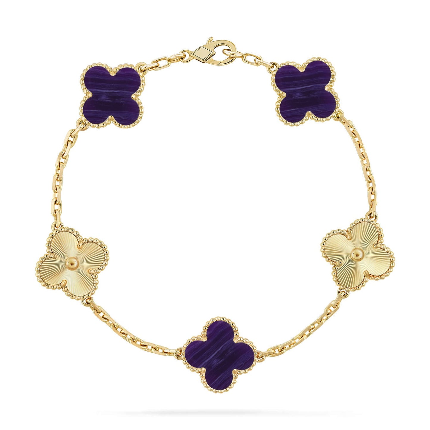 [Raffine]CLOVER 5 MOTIF PURPLE STRIPES BRACELET COLLECTION