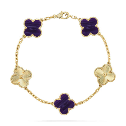 [Raffine]CLOVER 5 MOTIF PURPLE STRIPES BRACELET COLLECTION