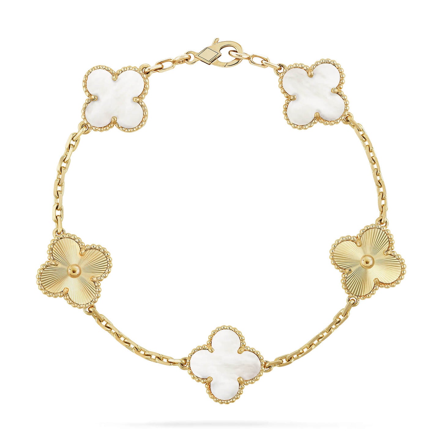 [Raffine]CLOVER WHITE PEARL MOP 5 MOTIF BRACELET COLLECTION
