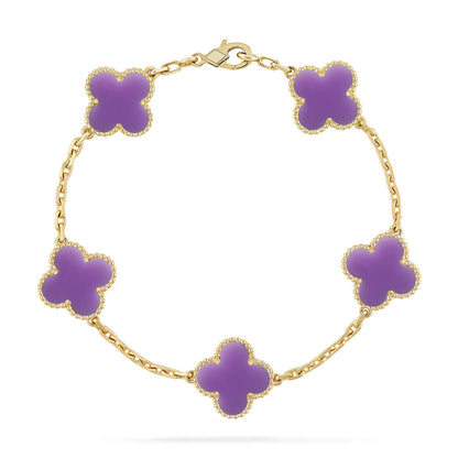 [Raffine]CLOVER 5 MOTIF BRACELET COLLECTION باللون الأرجواني الفاتح