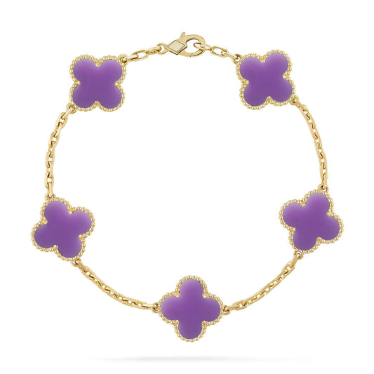 [Raffine]CLOVER 5 MOTIF LIGHT PURPLE BRACELET COLLECTION