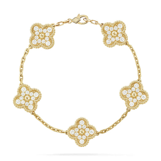 [Raffine] CLOVER 5 MOTIF VOLLDIAMANT ARMBAND KOLLEKTION