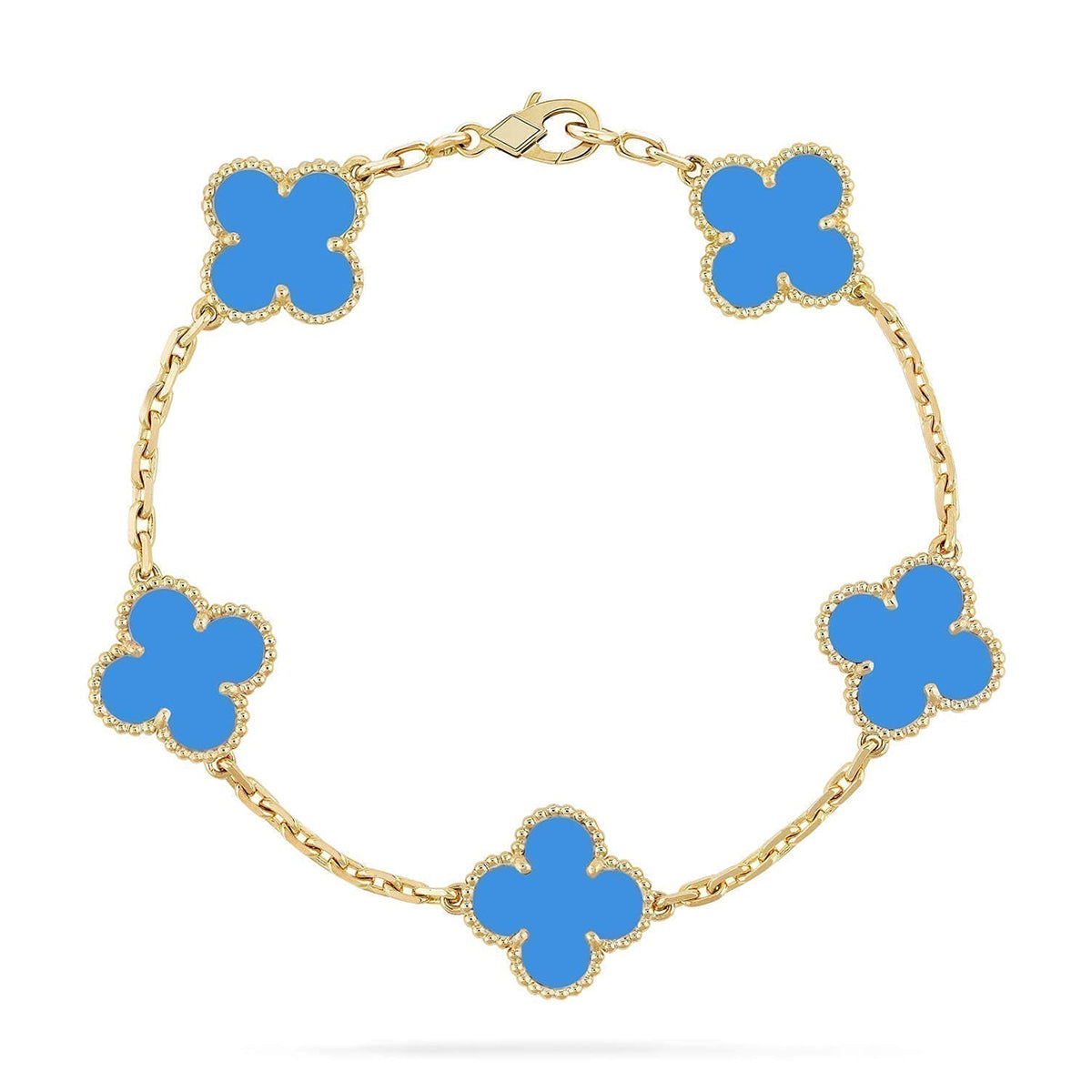 [Raffine] CLOVER 5 MOTIV BLAUER ACHAT ARMBAND KOLLEKTION