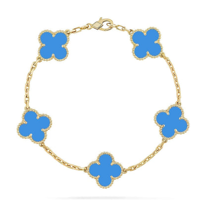 [Raffine] CLOVER 5 MOTIV BLAUER ACHAT ARMBAND KOLLEKTION