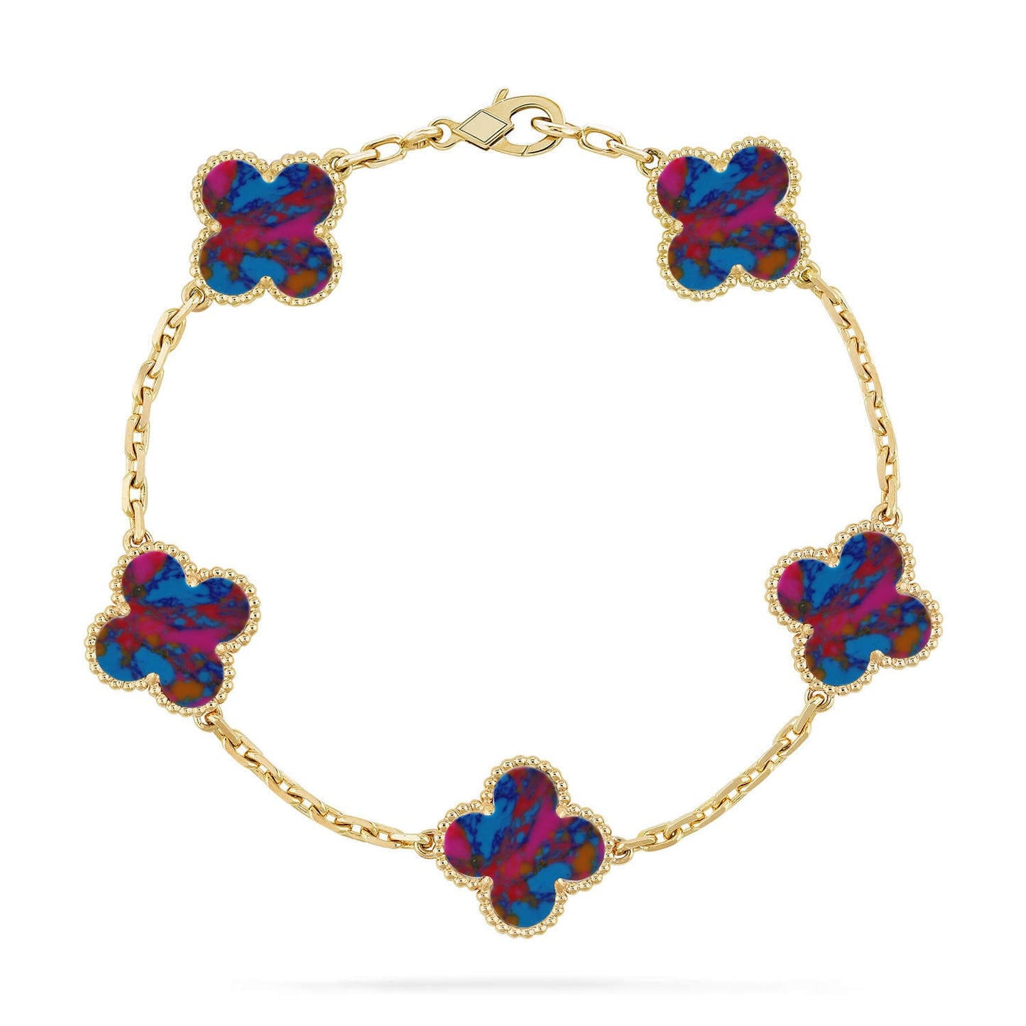 [Raffine] مجموعة سوار CLOVER 5 MOTIF COLOR GEMSTONES