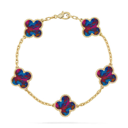 [Raffine] مجموعة سوار CLOVER 5 MOTIF COLOR GEMSTONES
